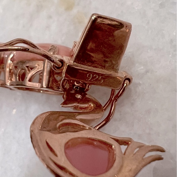 Australian Pink Opal Pink Jade Thai Black Spinel 14K RG Sterling Silver Bracelet - Picture 12 of 16